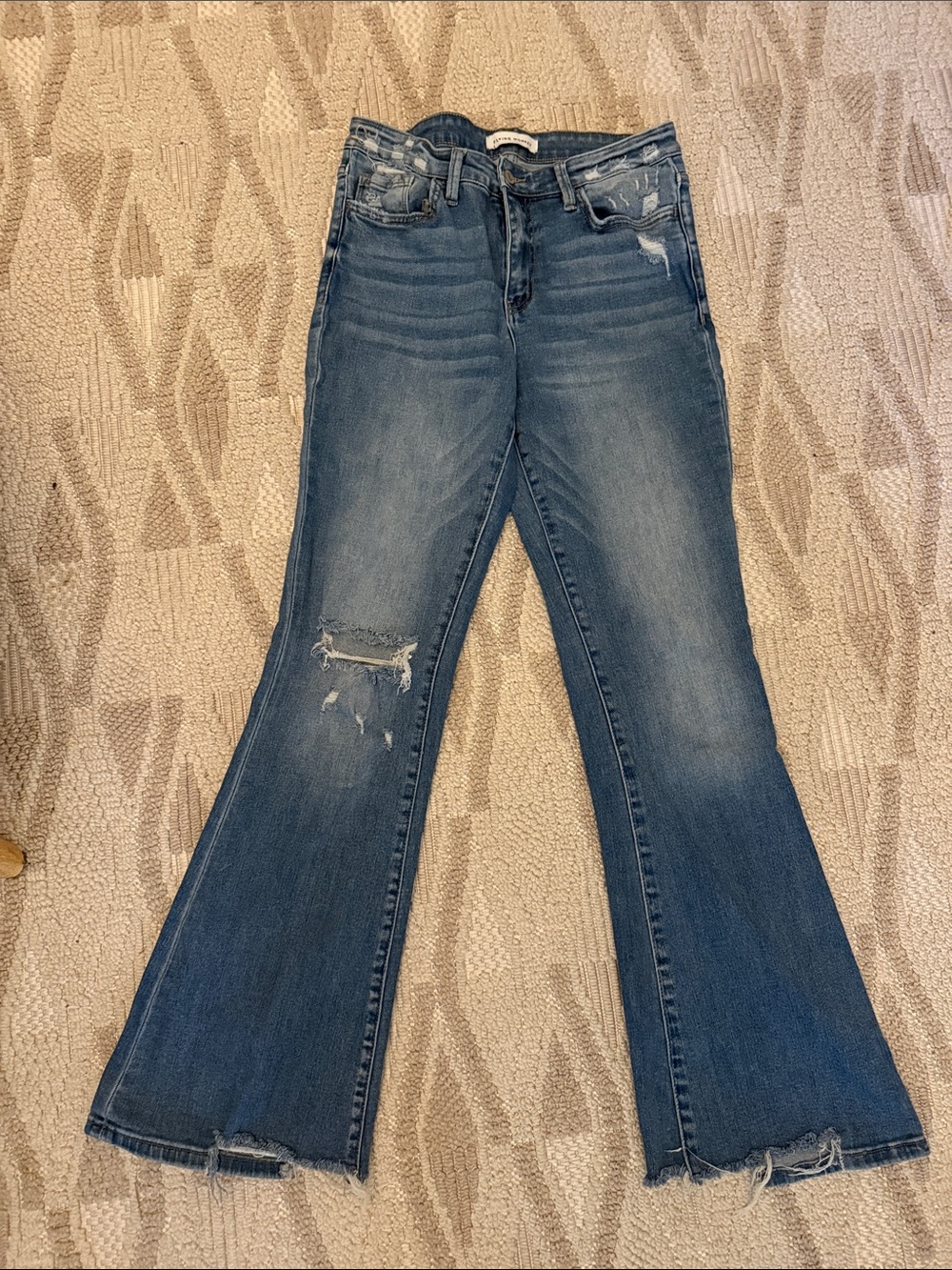 Women's Distressed Blue Flare Jeans